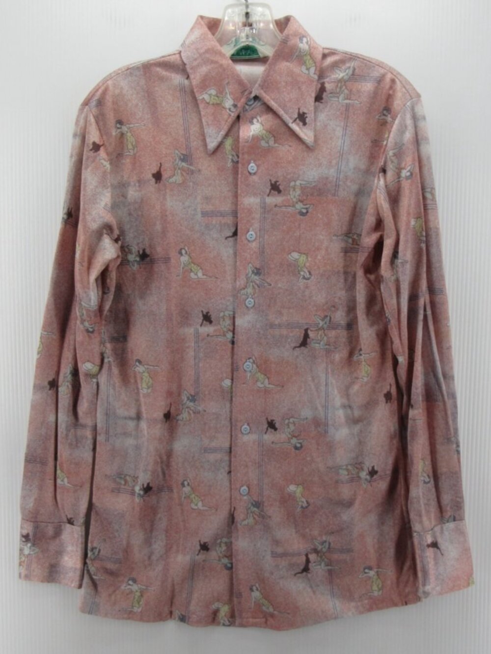 VGT Huk A Poo Shirt Small (M) 70s Disco Mod Leisure AOP Dagger Collar
